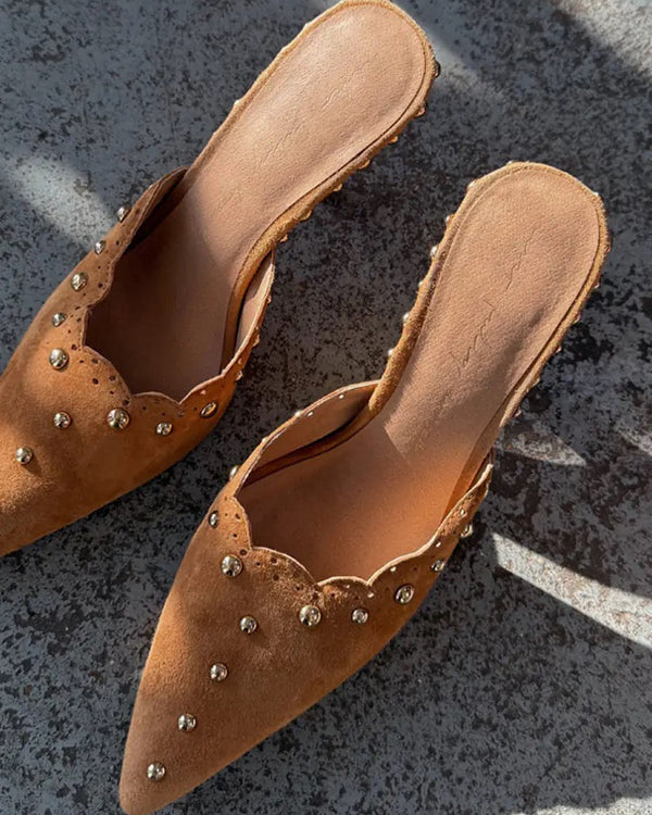 Never Fully Dressed - Suede Scallop City Mules