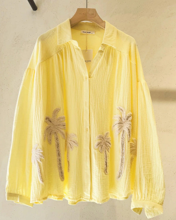 Palm Blouse - Yellow Cotton