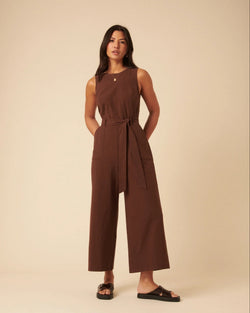 Nobody's Child - Brown Tie Waist Jumpsuit