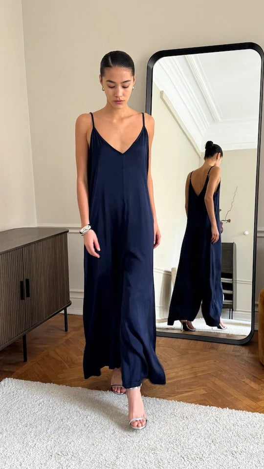 Natalie Jumpsuit - Satin Deep Blue