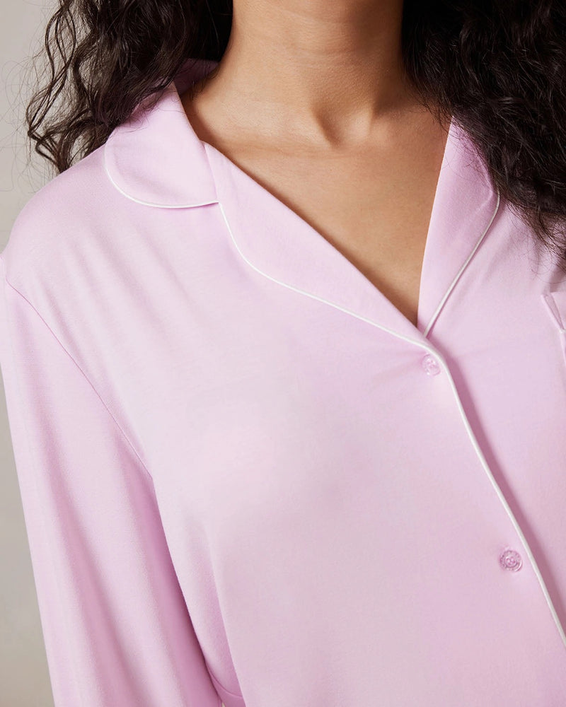 Chelsea Peers - Tencel™ Modal Long Button Up Pyjama Set - Pink