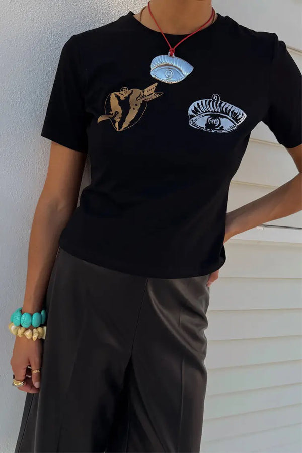 Never Fully Dressed - Black Deloris Foil Baby T Shirt