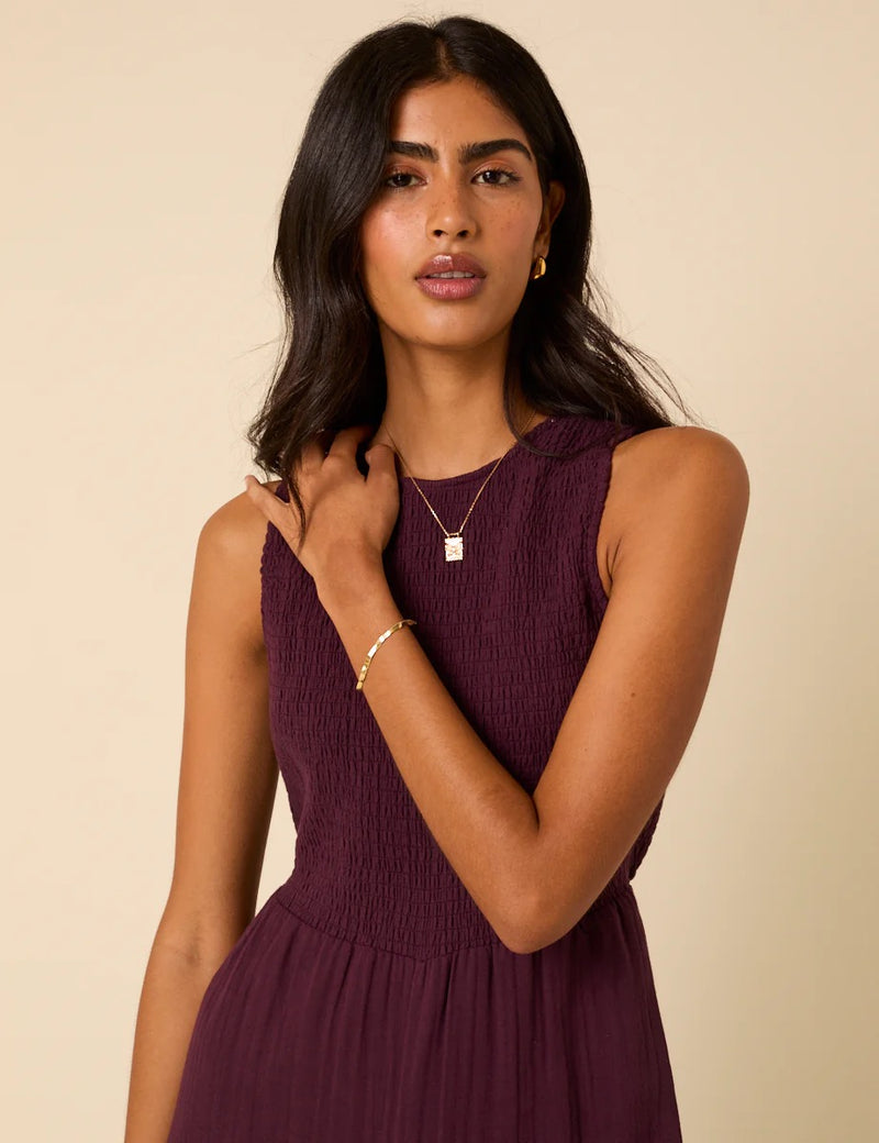 Nobody's Child - Plum Shirred Ruth Jumpsuit