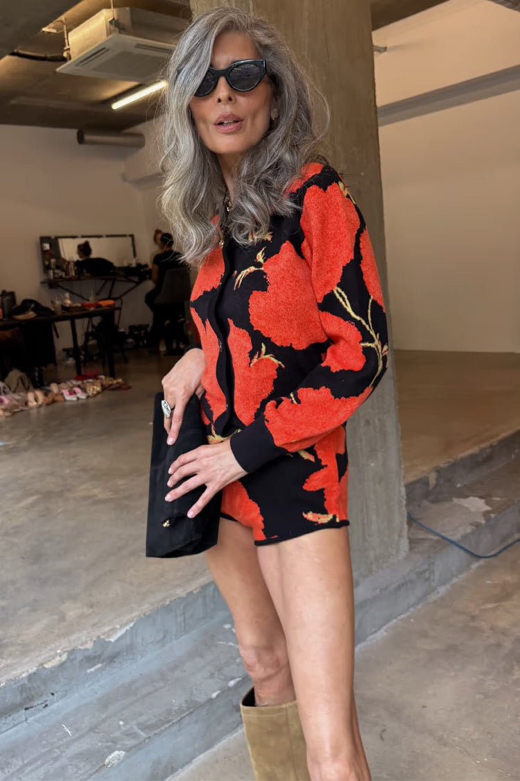 Never Fully Dressed - Black Poppy Cardigan