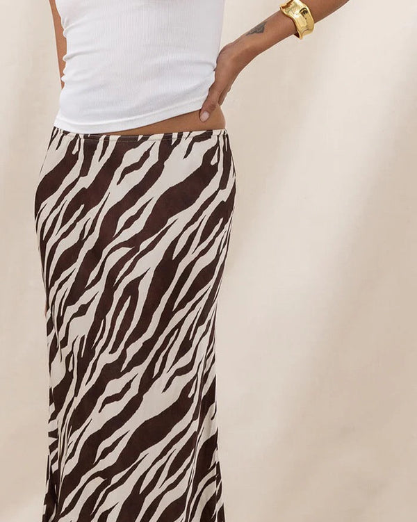 Sasha Satin Print Skirt - Zebra Print
