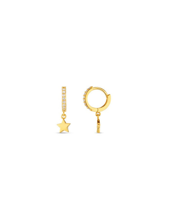 ORELIA - Pavé Mini Micro Star Drop Hoop Earrings