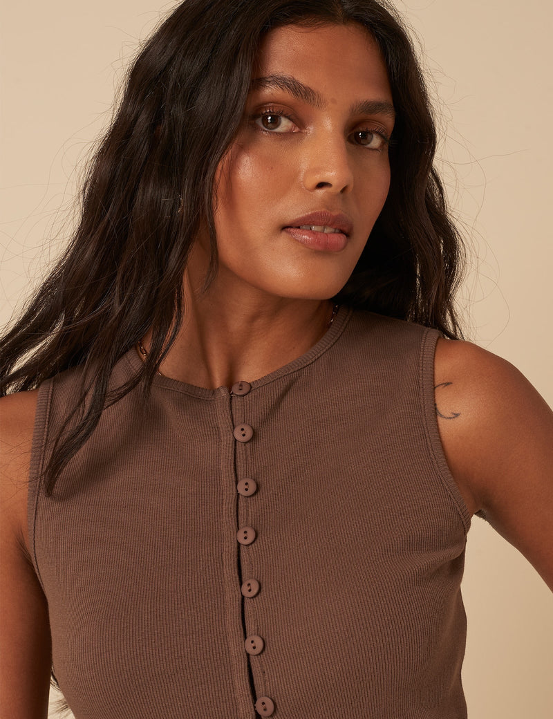 Nobody's Child - Brown Ribbed Waistcoat