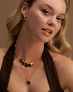 ORELIA - Gold Polished Molten Layered Coin Necklace