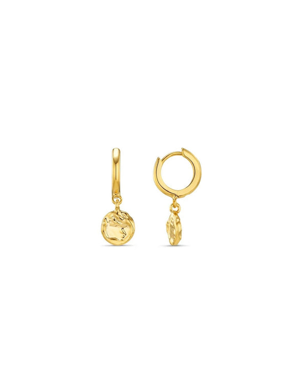 ORELIA - Molten Coin Huggie Hoop Earrings