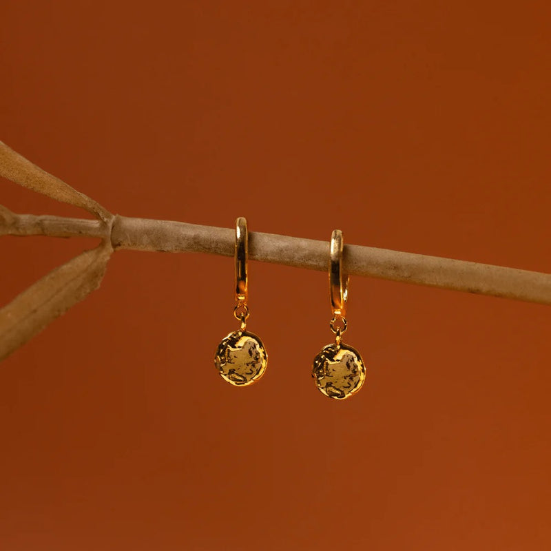 ORELIA - Molten Coin Huggie Hoop Earrings