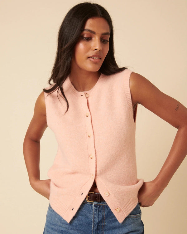 Nobody's Child - Pink Button Knitted Vest Top
