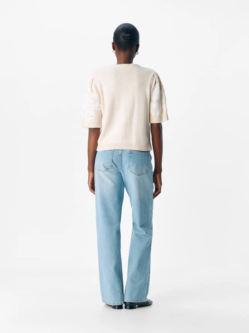 OBJECT - White Sand Embroidery Knit