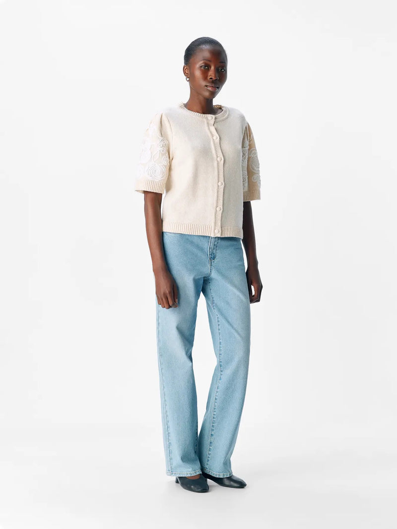 OBJECT - White Sand Embroidery Knit