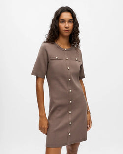 OBJECT - Cocoa Pearl Button Knit Dress