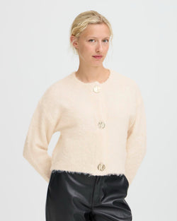 B.Young Cream Fluffy Cardigan