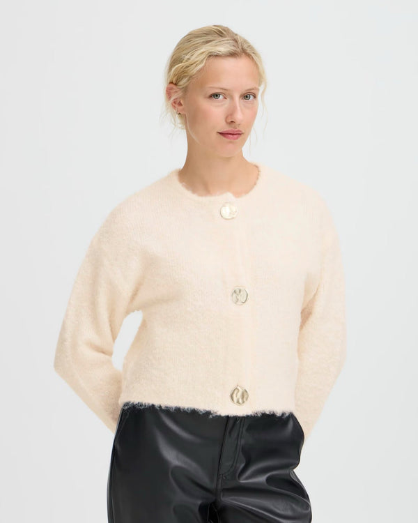 B.Young Cream Fluffy Cardigan