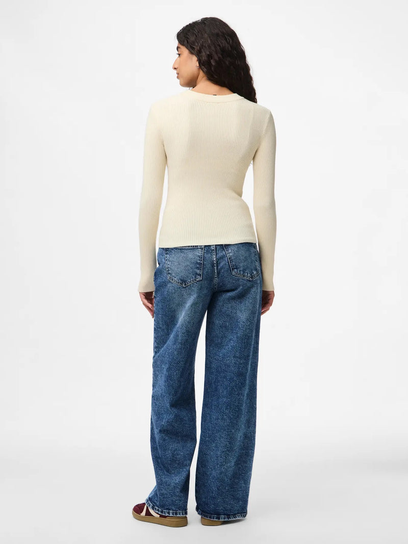 PIECES - Birch Ribbed Knit Top