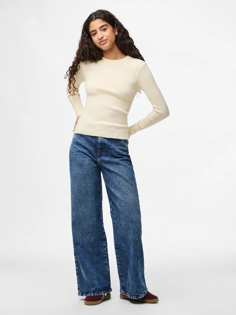 PIECES - Birch Ribbed Knit Top