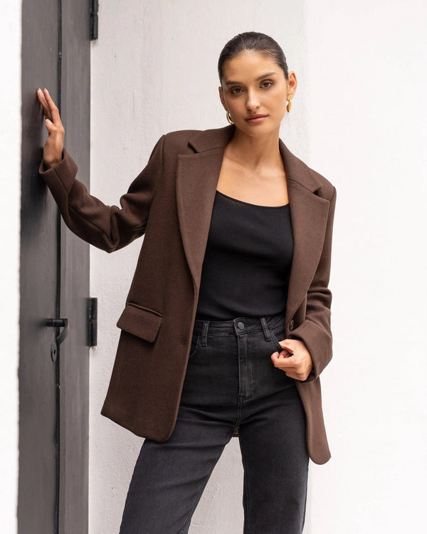 Chocolate Wool-Blend Blazer