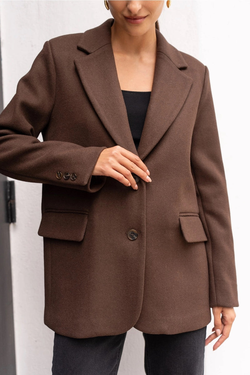 Chocolate Wool-Blend Blazer