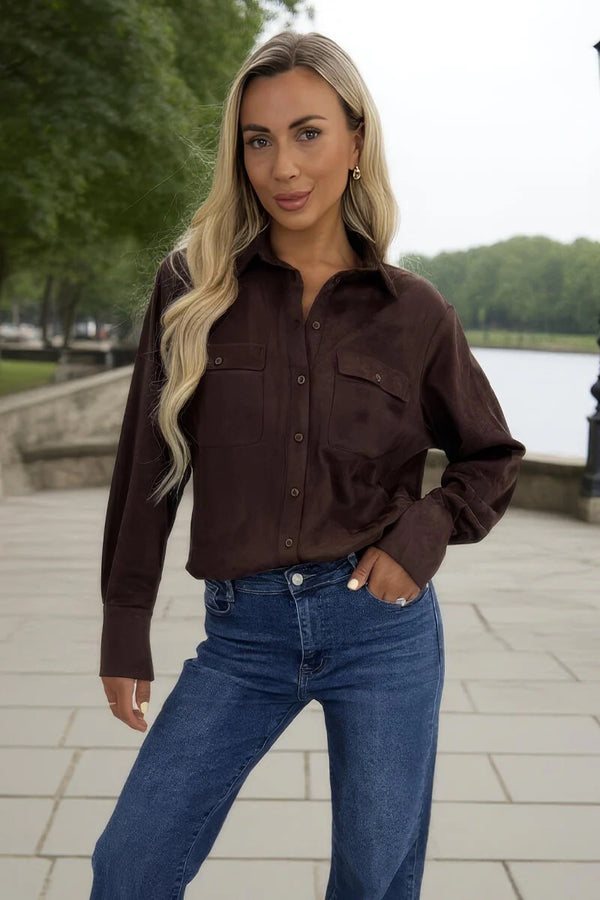 Chocolate Faux Suede Shirt