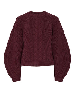 YAS - Burgundy Cable Knit Jumper