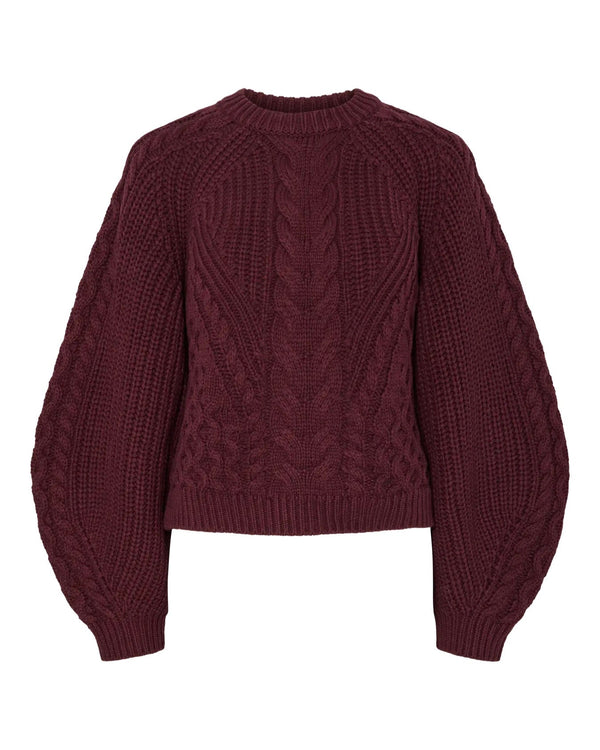 YAS - Burgundy Cable Knit Jumper