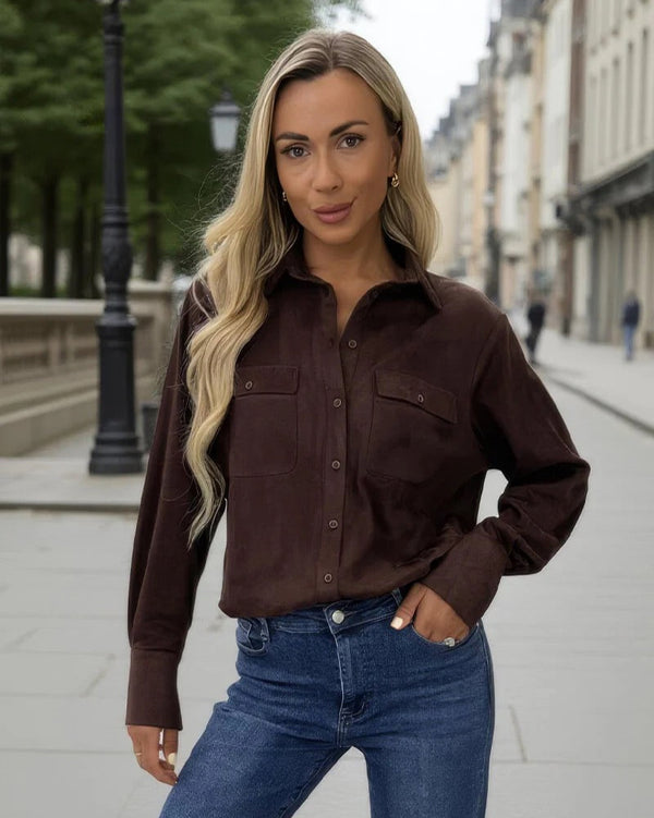 Chocolate Faux Suede Shirt