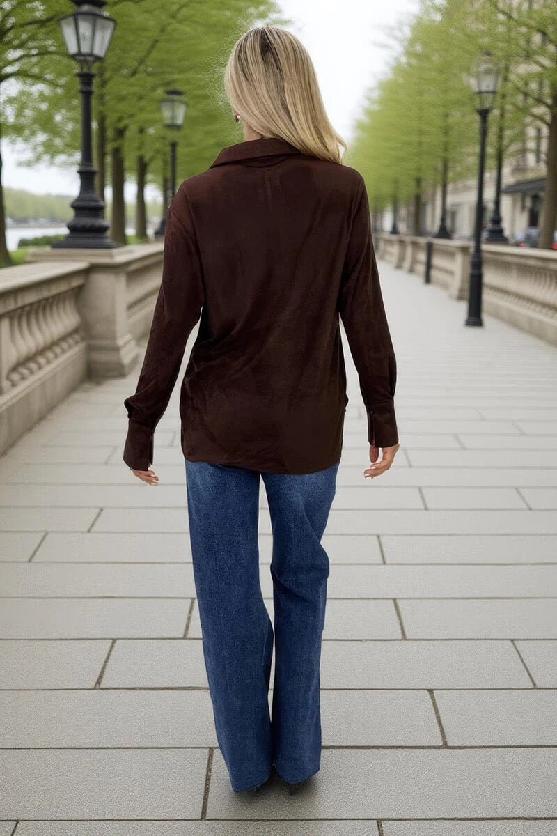 Chocolate Faux Suede Shirt