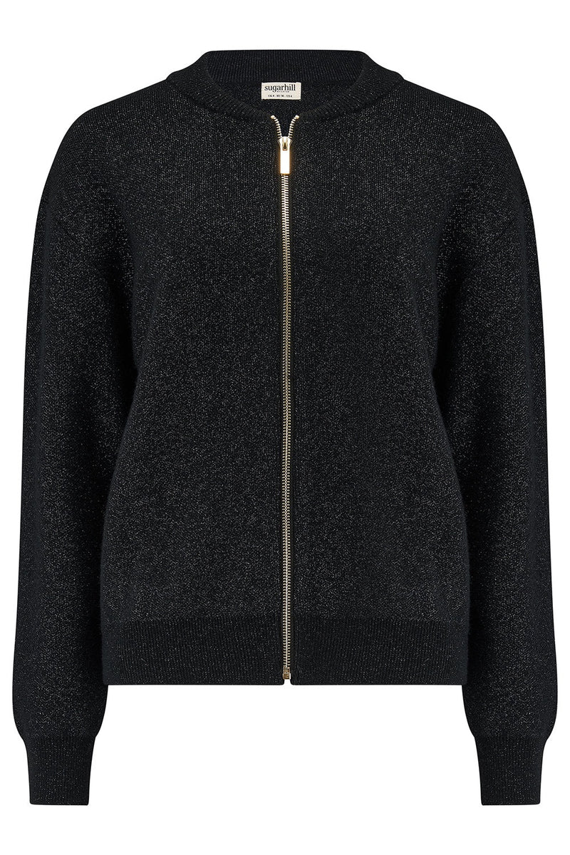 Sugarhill Of Brighton - Black Sparkle Solana Bomber Jacket