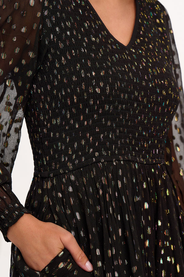 Sugarhill Of Brighton - Black Metallic Spot Jacqueline Dress