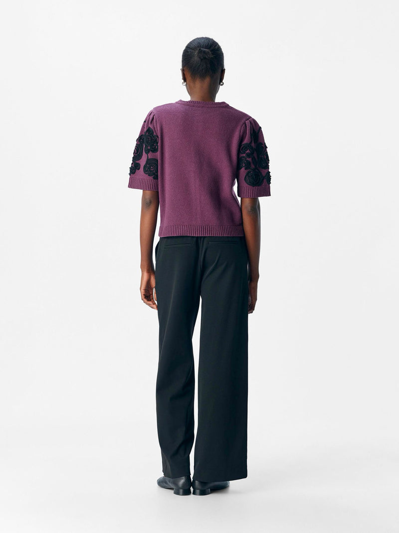 OBJECT - Wine Embroidery Knit