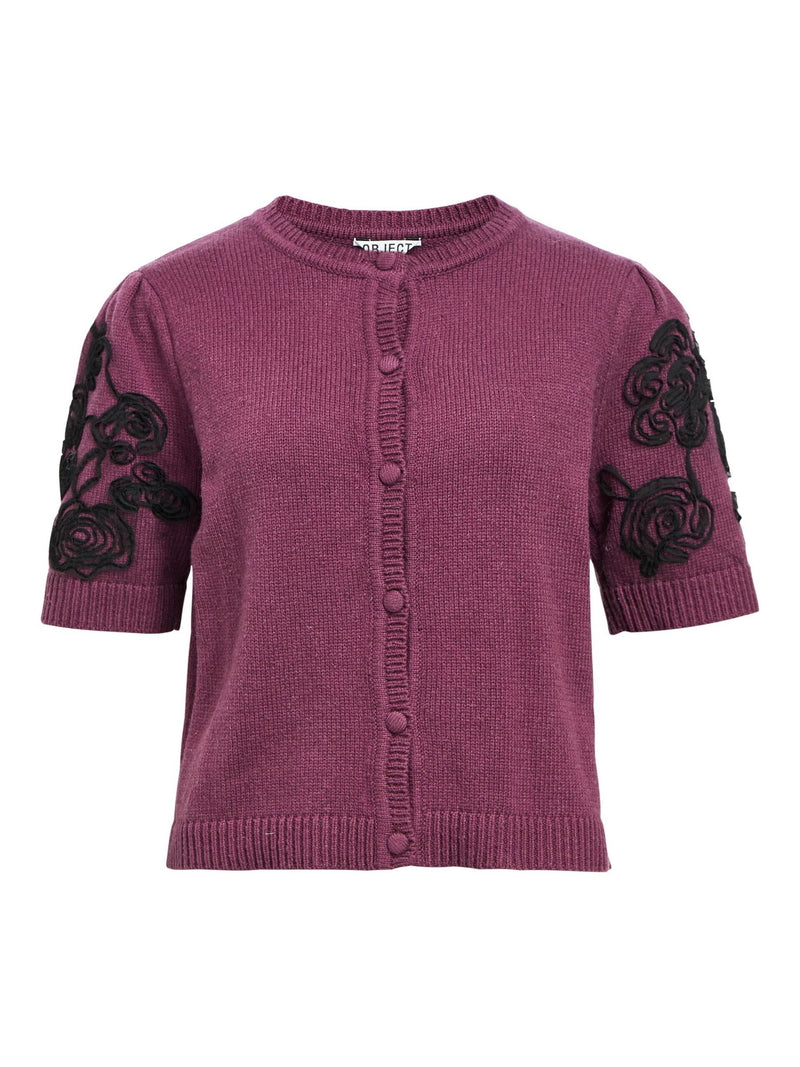 OBJECT - Wine Embroidery Knit