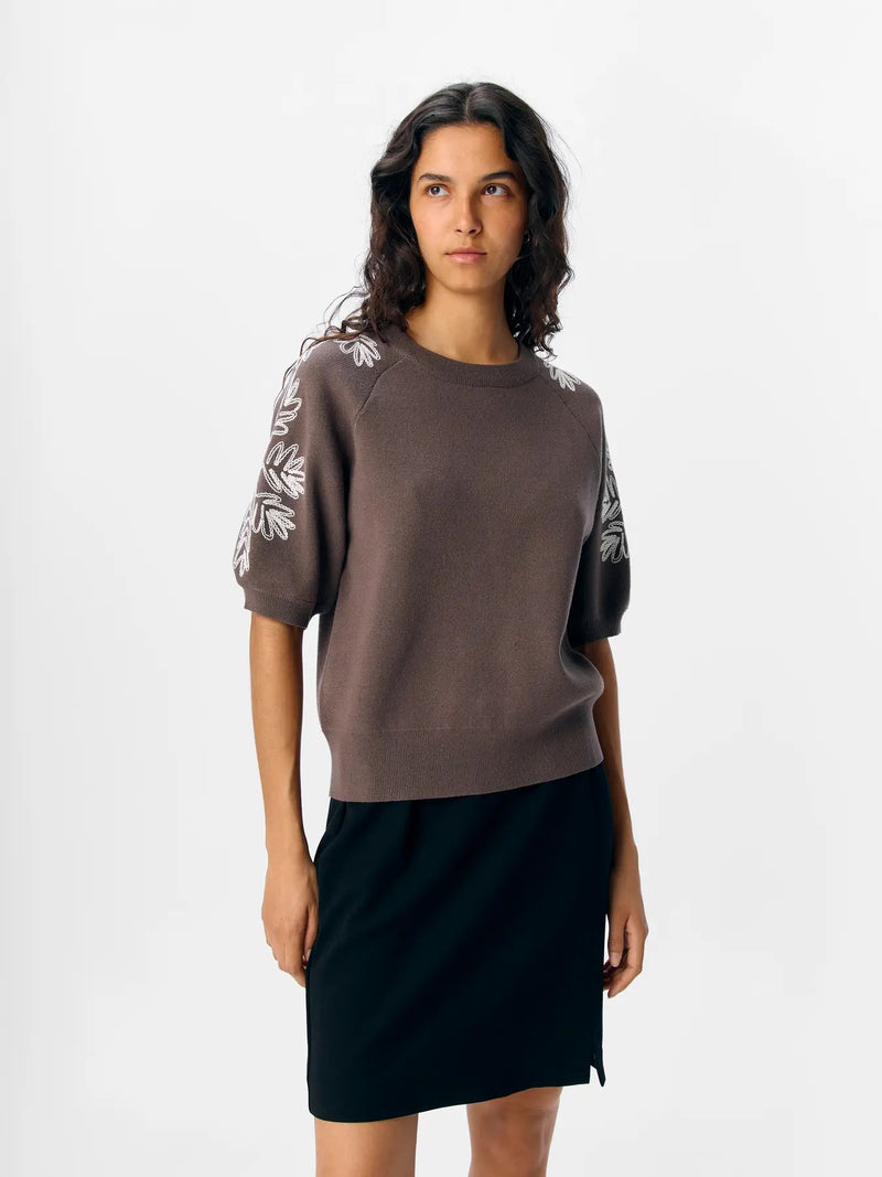 OBJECT - Moral Embroidery Knit Top