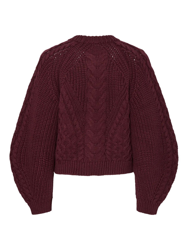 YAS - Burgundy Cable Knit Jumper
