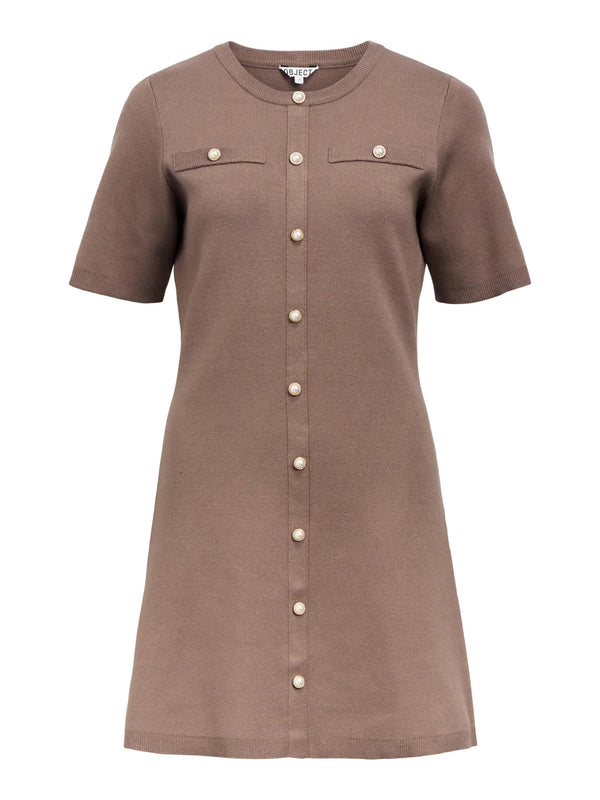 OBJECT - Cocoa Pearl Button Knit Dress