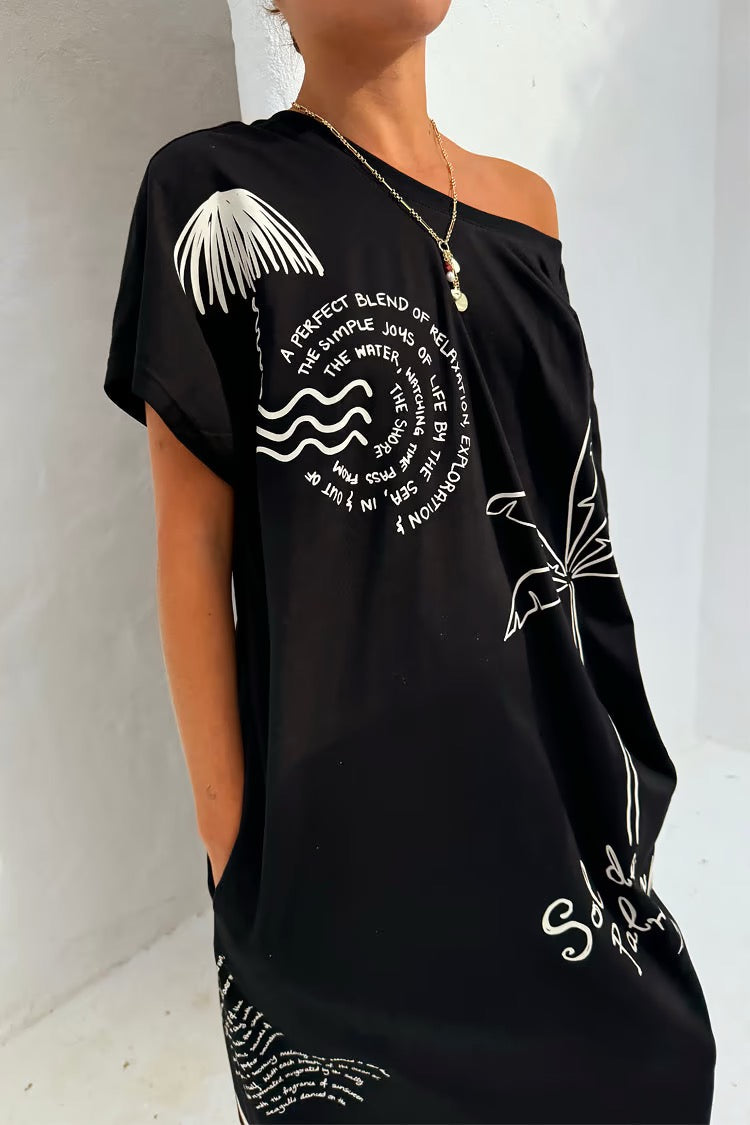 Never Fully Dressed - Black Palma T-Shirt Dress