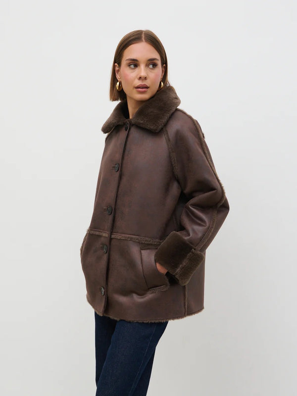 Pretty Lavish - Sawyer Avaitor Coat Brown
