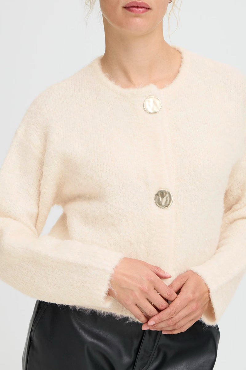 B.Young Cream Fluffy Cardigan