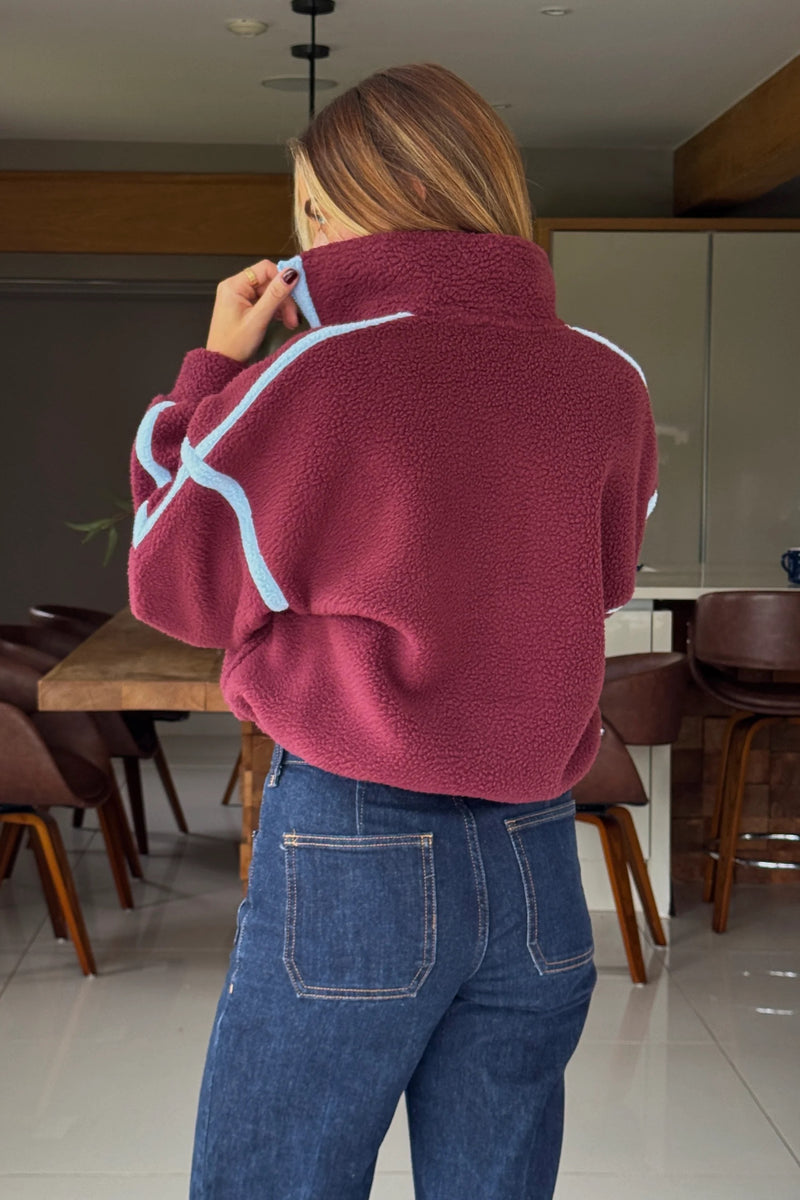 Lulu Plum Contrast 1/4 Zip Fleece