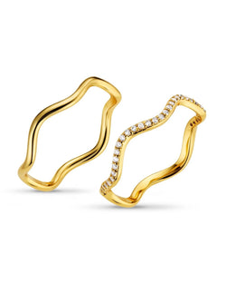 ORELIA - Fine Pave Wave Stacking Ring Set
