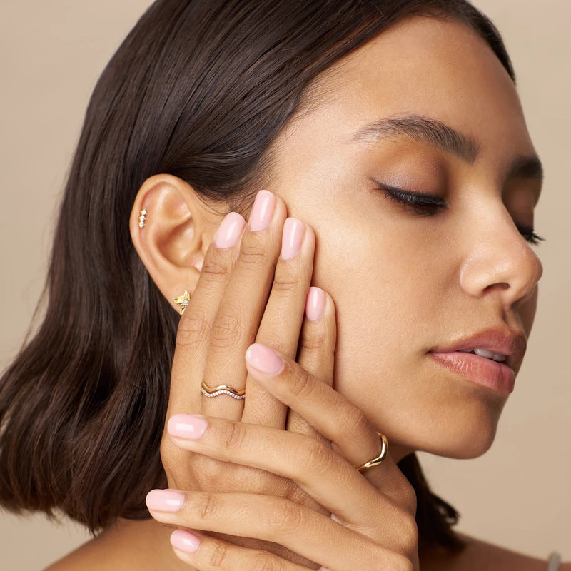 ORELIA - Fine Pave Wave Stacking Ring Set