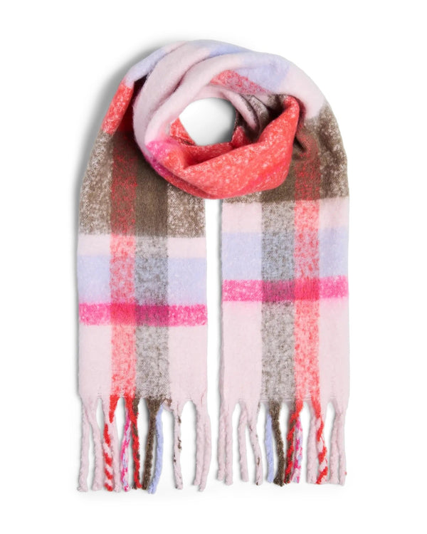 PIECES - Pink Check Scarf
