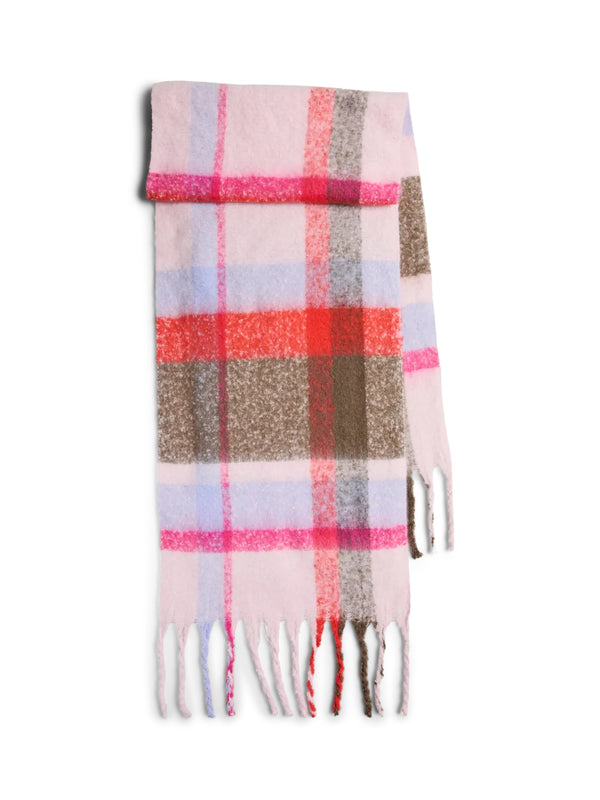PIECES - Pink Check Scarf