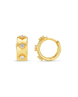 ORELIA - Starbust Embellished Huge Hoop Earrings