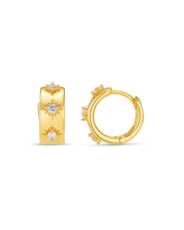 ORELIA - Starbust Embellished Huge Hoop Earrings