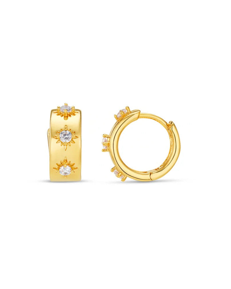 ORELIA - Starbust Embellished Huge Hoop Earrings