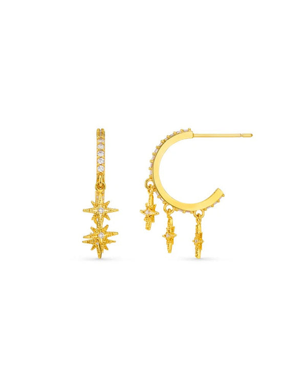 ORELIA - Pave Starburst Shaker Hoop Earrings