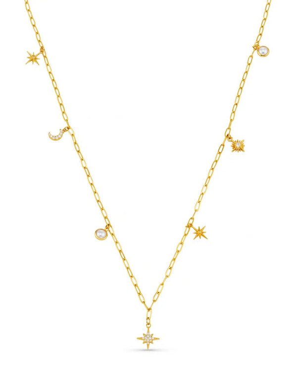 ORELIA - Celestial Multi Charm Rope Necklace