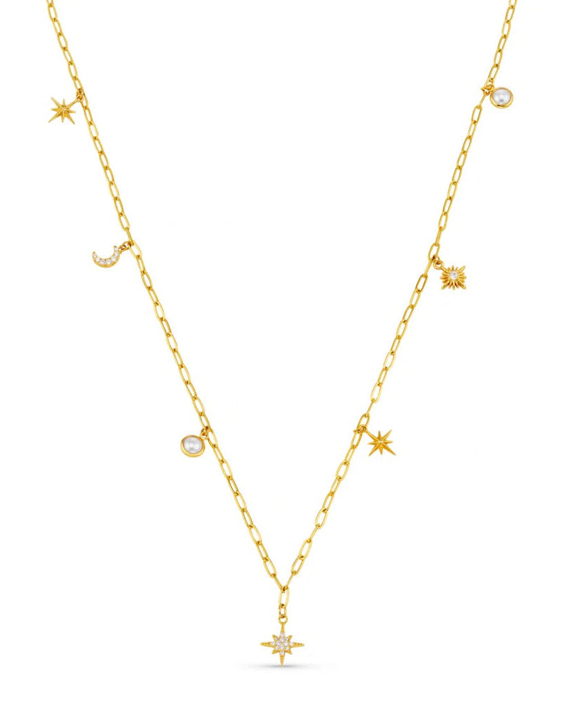 ORELIA - Celestial Multi Charm Rope Necklace